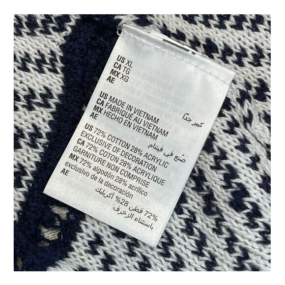 Style&co. Cardigan Sweater Womens XL White Navy Striped Cotton Knit Short Sleeve - Picture 7 of 8